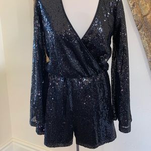 Chelsea & Violet black sparkle romper, size small